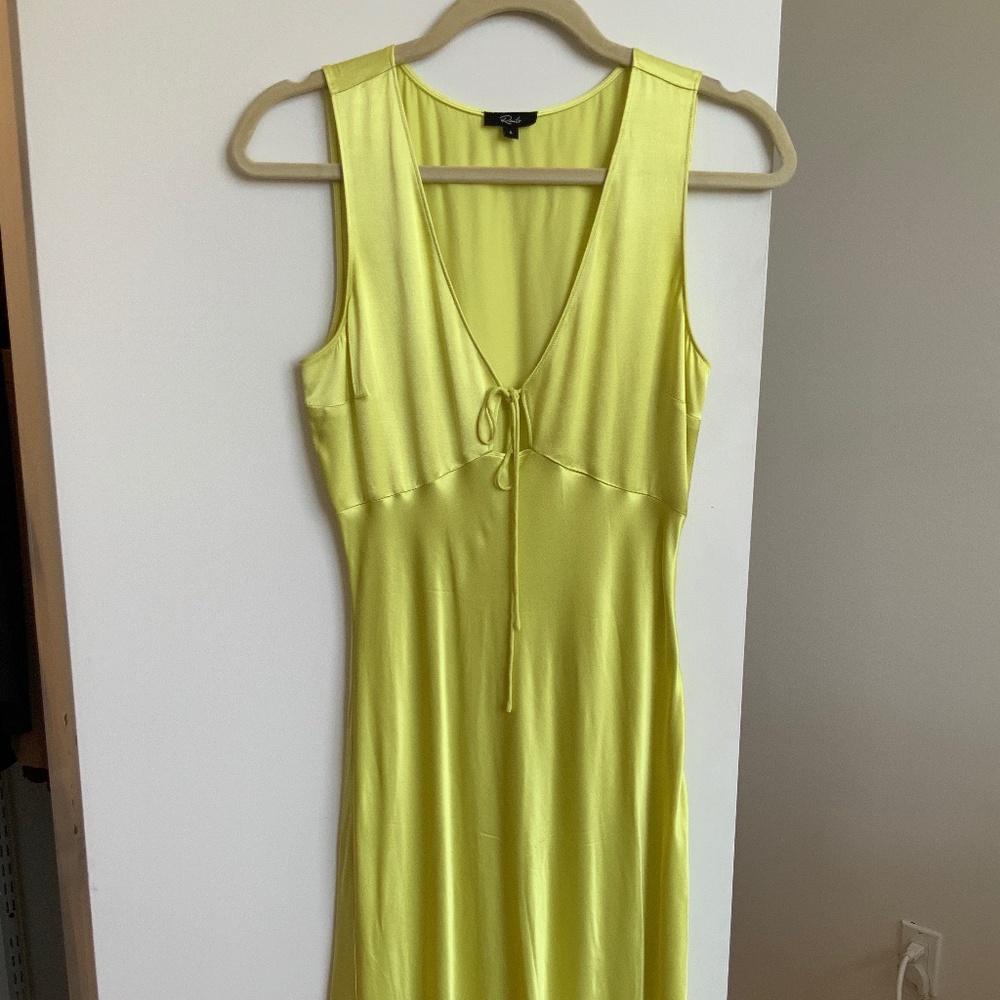 Rails Chartreuse Silk Tie Midi Dress